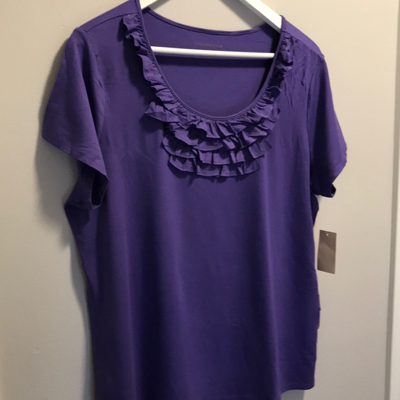 COPY - Cold water creek purple top with ruffles. NWT. Size XL - Picture 1 of 3